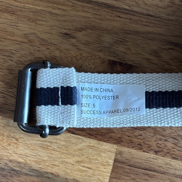 Striped Canvas Belt with Metal Buckle - Picture 2 of 3